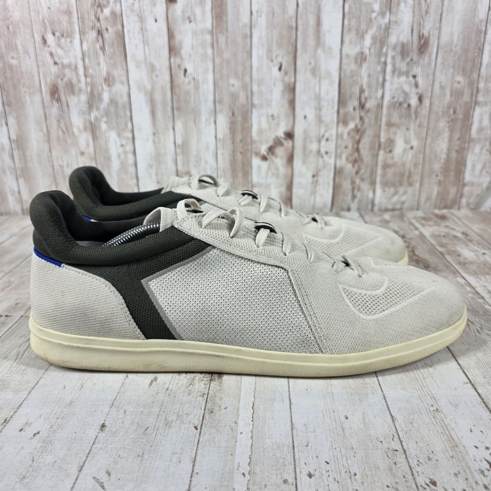 Rothy's The RS01 Sneaker Mens 13 Bone Off White Olive Green Low Top Lace Up